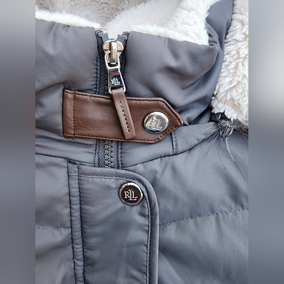 Ralph Lauren Black Label Faux Fur Trim Puffer 60% Down Coat Jacket Womens XL - Picture 5 of 16